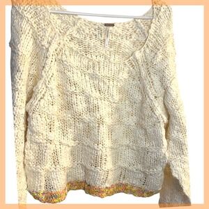 Free People Women's West Palm Sweater In Ivory Combo Oversized Relaxed Fit Sz. S